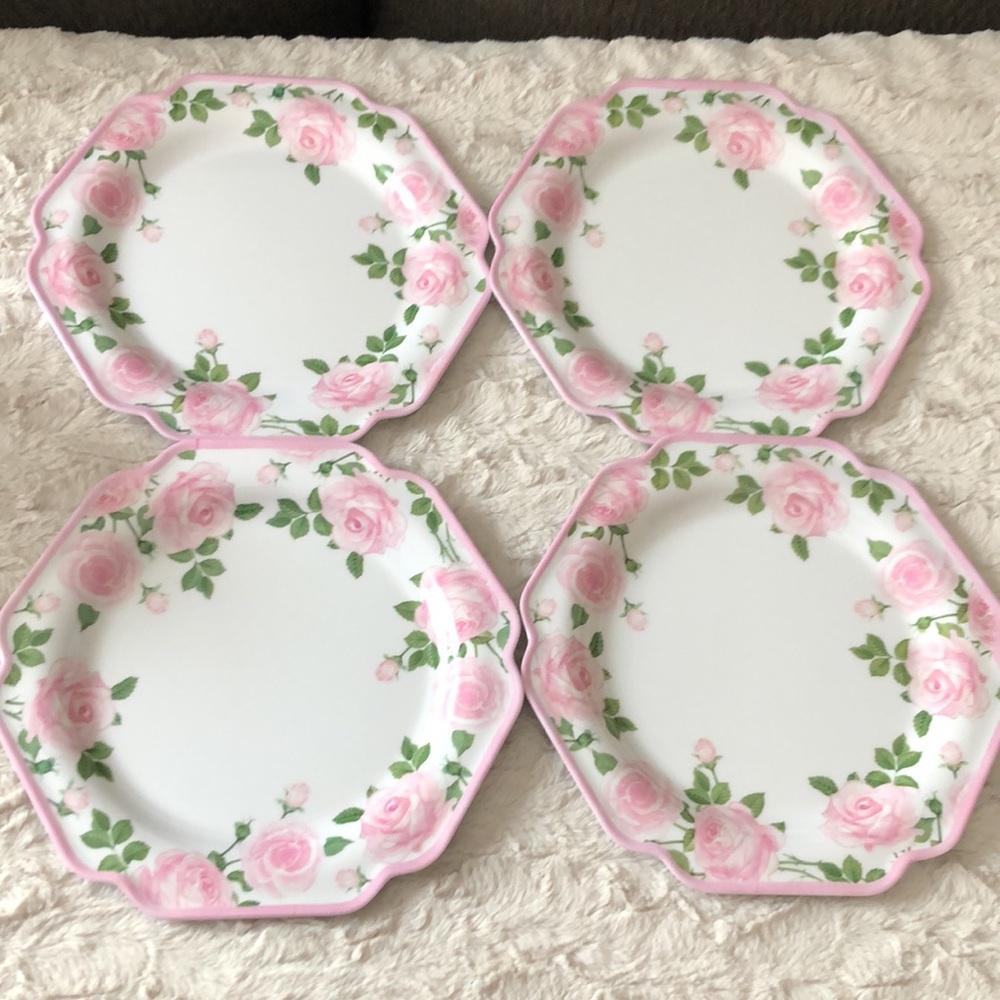 Nanette Lepore Pink Rose Floral Dinner Plates - Picture 5 of 7